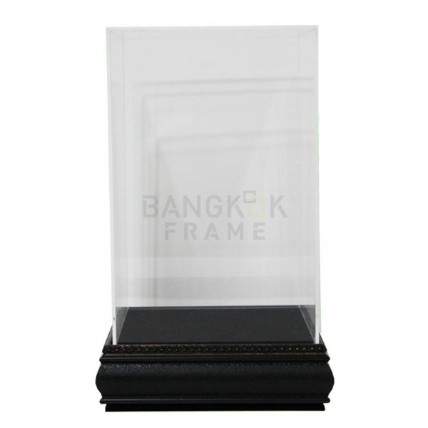 กรอบกล่องใสโชว์สินค้าฐานไม้